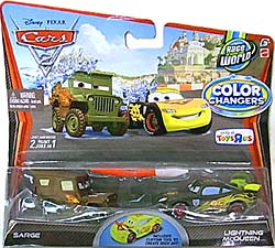 Lightning McQueen (Cars 2 Color Changer), Race Team Sarge (Color Changer) - Color Changers Double