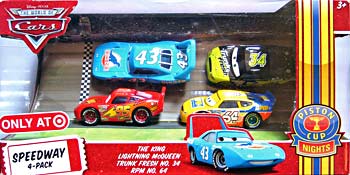 RPM #64, Lightning McQueen (with Rusteze sticker), The King, Trunk Fresh - 4 Pack